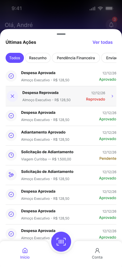 Despex home screen with expanded actions
